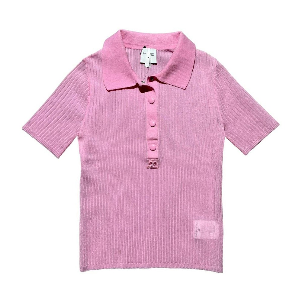 Courreges Semi Sheer ribbed stretch polo